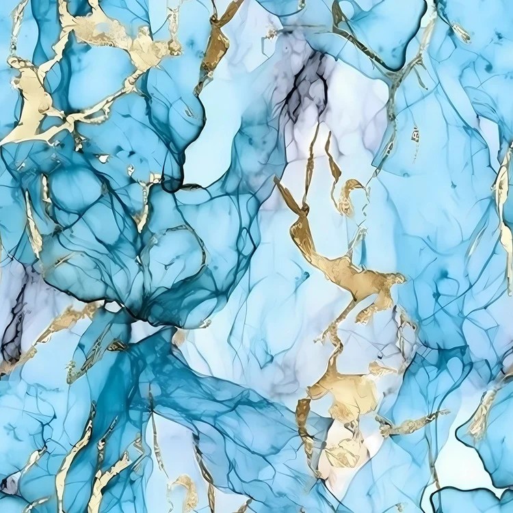 White, blue and golden marbel design